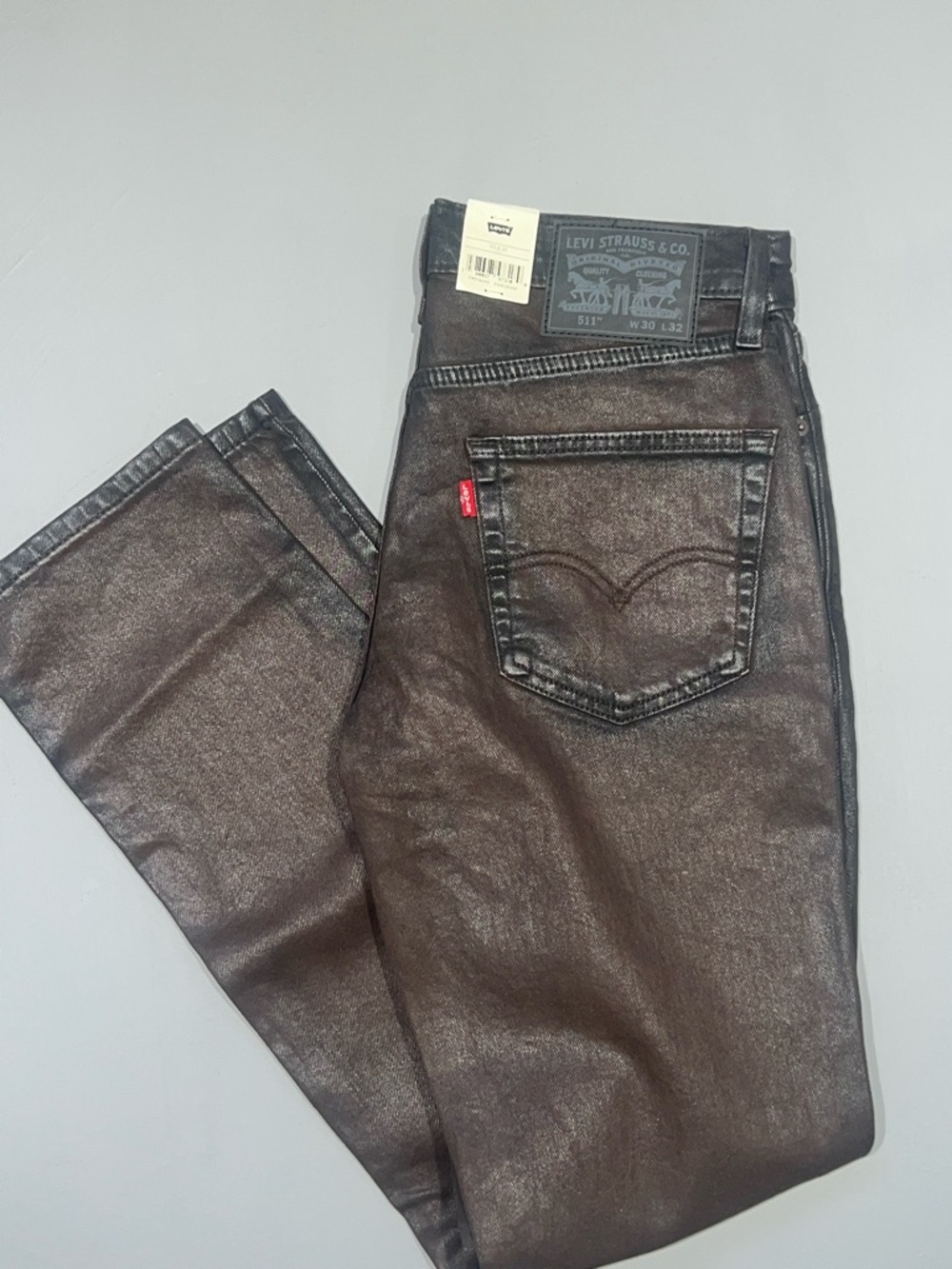 Levi's Men’s Dark Brown Coated Straight Jeans